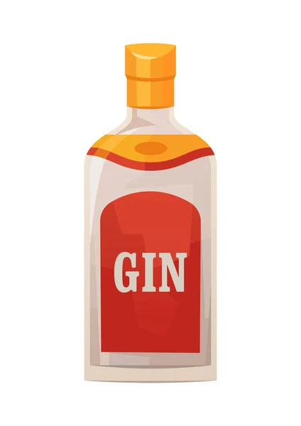 Glazen Fles Gin Witte Achtergrond Vector — Stockvector