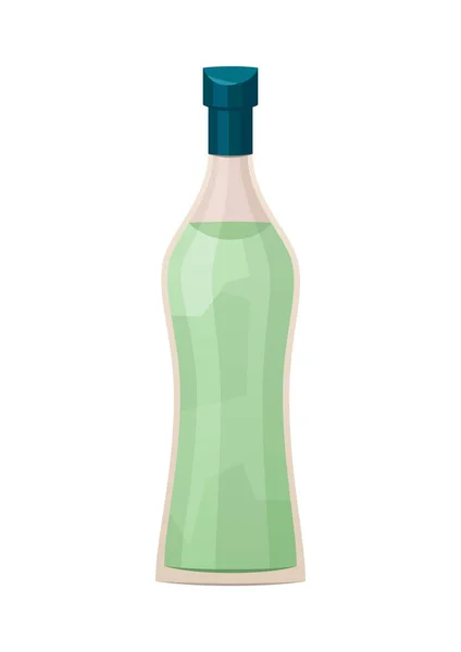 Glazen Fles Vermouth Witte Achtergrond Vector — Stockvector