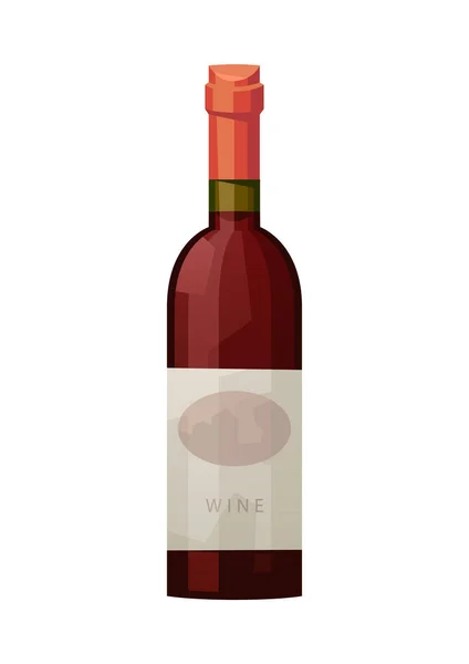 Garrafa Vidro Vinho Tinto Vetor Fundo Branco — Vetor de Stock