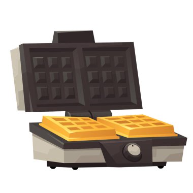 Demir waffle makinesi beyaz arkaplan vektöründe izole edildi