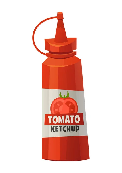 Bottiglia Ketchup Isolato Sfondo Bianco Vettore Salsa Pomodoro — Vettoriale Stock