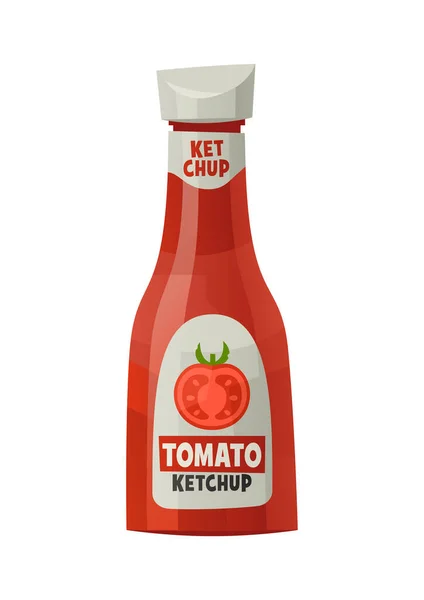 传统的玻璃番茄酱瓶在白色背景图上分离 — 图库矢量图片