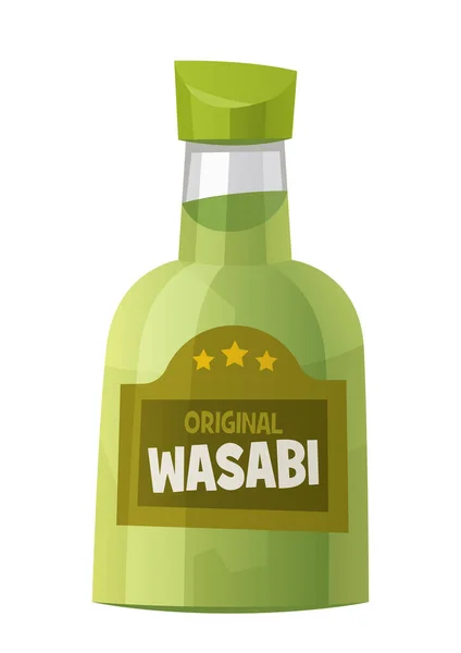 Бутылка Васаби Соусом Белом Фоне Векторная Графика