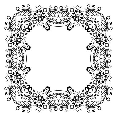 Vektör kına dövme mandala. Mehndi tarzı. Dekoratif desen oryantal tarzı. Boyama kitabı sayfası.