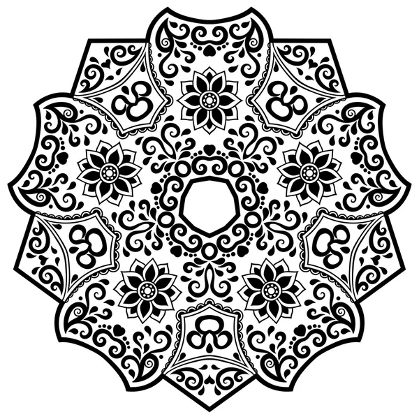 Vektor henna tetoválás mandala. Mehndi stílus. Dekoratív minta keleti stílusú. Színezés könyv oldal. — Stock Vector