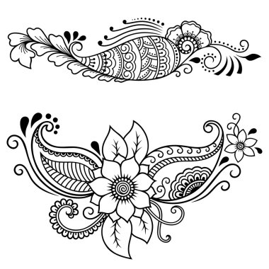 Kına dövme çiçek şablon. Mehndi tarzı. Oryantal tarzı süs desenleri.