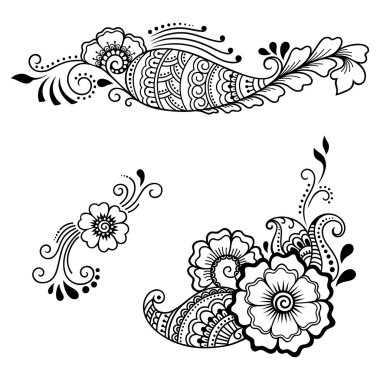 Kına dövme çiçek şablon. Mehndi tarzı. Oryantal tarzı süs desenleri.