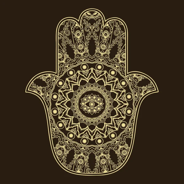 Διάνυσμα hamsa το χέρι συντάσσονται σύμβολο. Διακοσμητικό μοτίβο σε ανατολίτικο στιλ για την εσωτερική διακόσμηση και τα σχέδια με henna. Το αρχαίο σύμβολο του το «χέρι της Φατιμά ". — Διανυσματικό Αρχείο