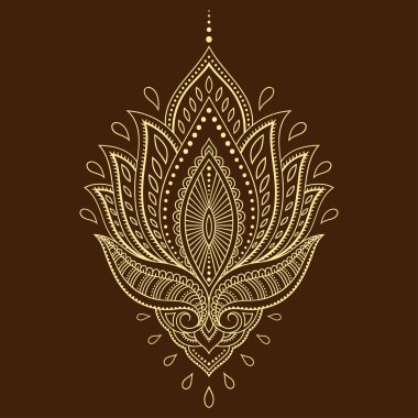 Hint tarzı kına dövme çiçek şablonu. Etnik çiçek paisley - Lotus. Mehndi stili.