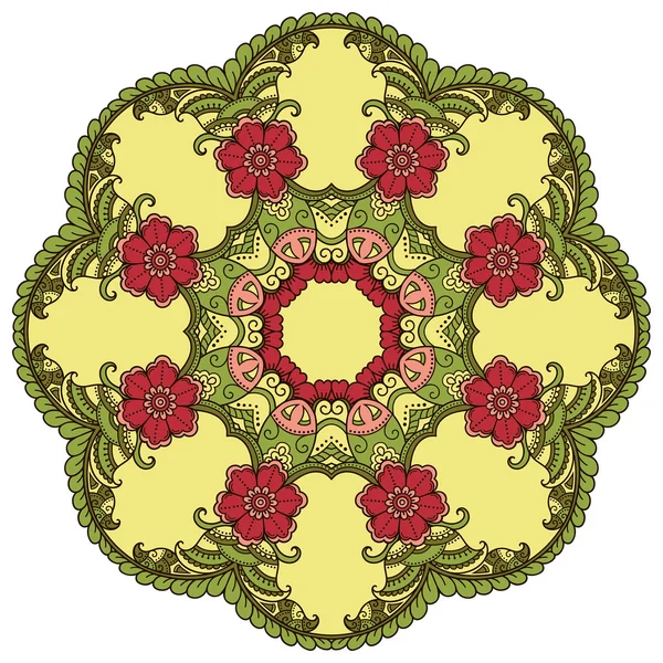 Mandala de color vectorial. Estilo Mehndi . — Vector de stock