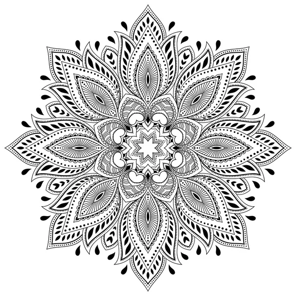 Vector henna tatoo mandala. Estilo Mehndi. Patrón decorativo en estilo oriental. Libro para colorear página . — Vector de stock