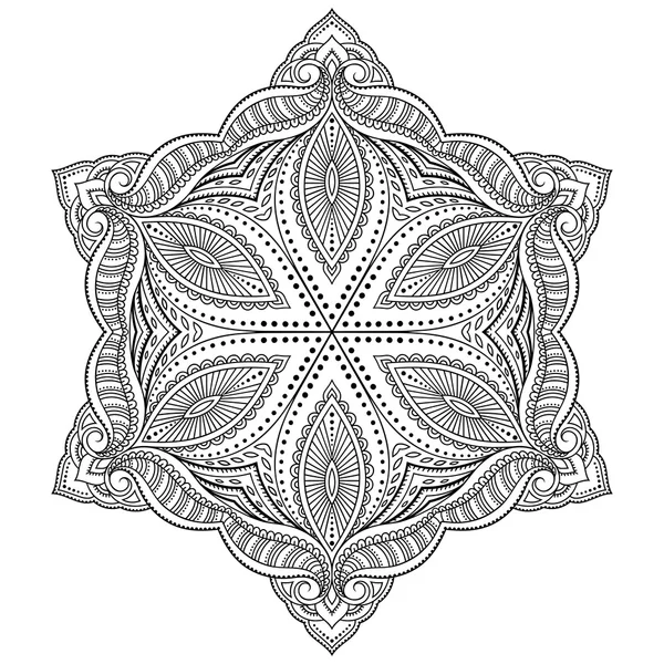 Vector henna tatoo mandala. Mehndi style.Decorative padrão em estilo oriental. Desenho de livro para colorir . — Vetor de Stock