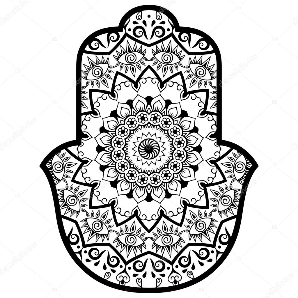Mandala. Ilustración vectorial en blanco y negro — Vector 