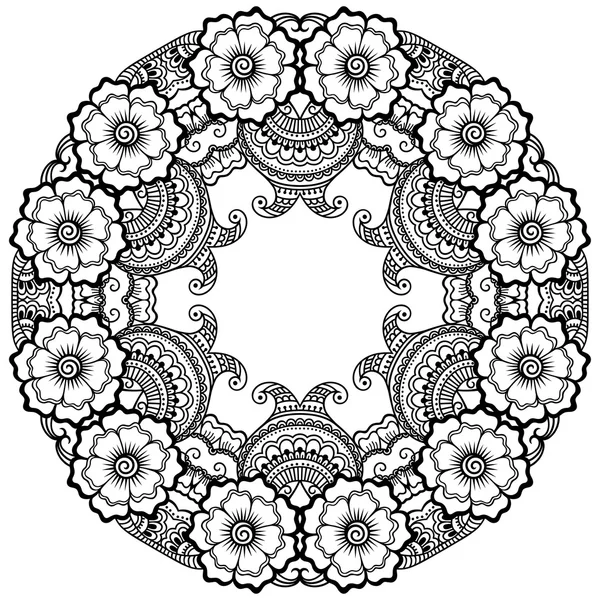 Vector henna Tattoo mandala. Mehndi stil. Dekorativa mönster i orientalisk stil. Boken målarbok. — Stock vektor