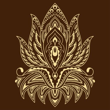 Hint tarzı kına dövme çiçek şablonu. Etnik çiçek paisley - Lotus. Mehndi stili.