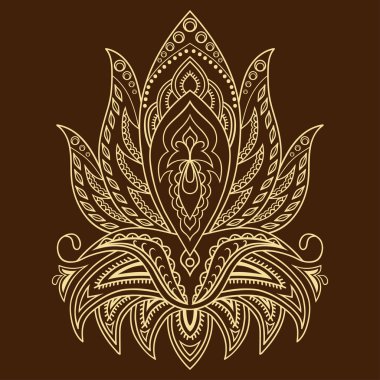 Hint tarzı kına dövme çiçek şablonu. Etnik çiçek paisley - Lotus. Mehndi stili.