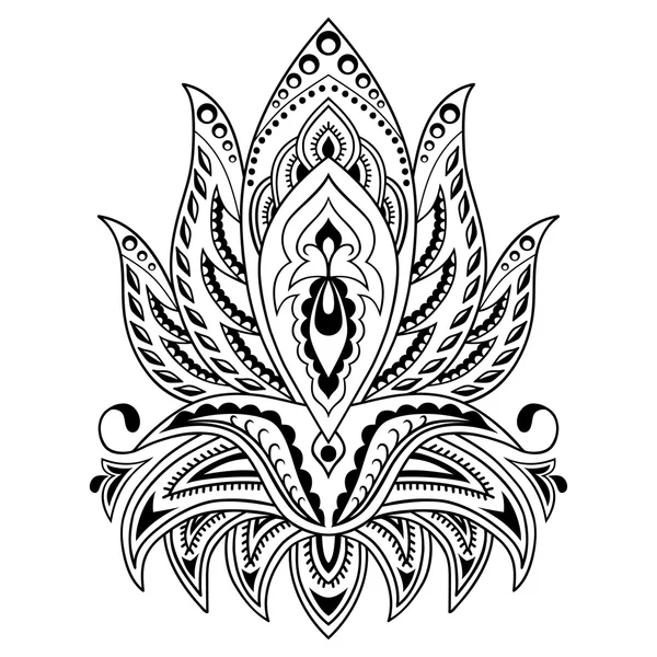 Plantilla de flores de tatuaje de henna en estilo indio. Paisaje floral étnico - Loto. Estilo Mehndi . — Vector de stock