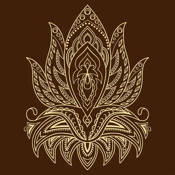 Hint tarzı kına dövme çiçek şablonu. Etnik çiçek paisley - Lotus. Mehndi stili.