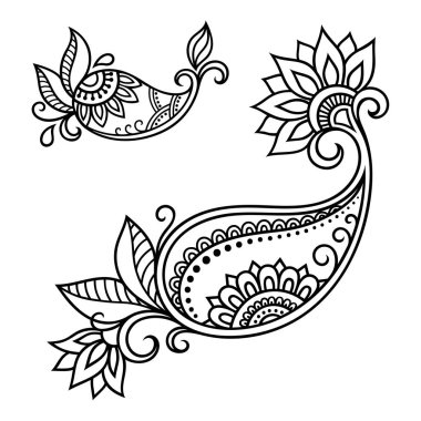 Kına dövme çiçek şablon. Mehndi tarzı. Oryantal tarzı süs desenleri.