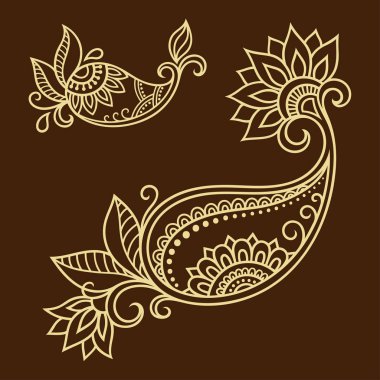 Kına dövme çiçek şablon. Mehndi tarzı. Oryantal tarzı süs desenleri.