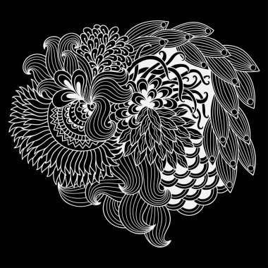 Siyah-beyaz desen doodle.