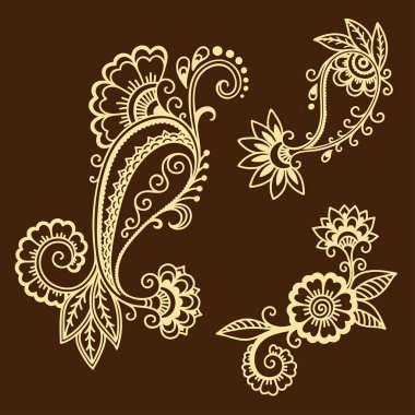 Kına dövme çiçek şablon. Mehndi tarzı. Oryantal tarzı süs desenleri.