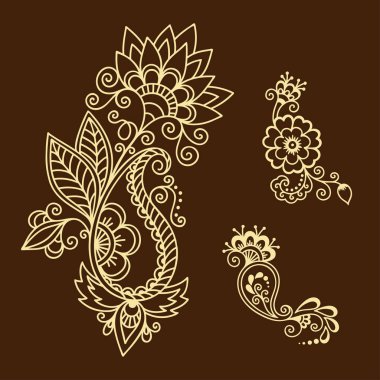 Kına dövme çiçek şablon. Mehndi tarzı. Oryantal tarzı süs desenleri.