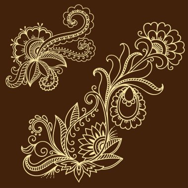 Kına dövme çiçek şablon. Mehndi tarzı. Oryantal tarzı süs desenleri.