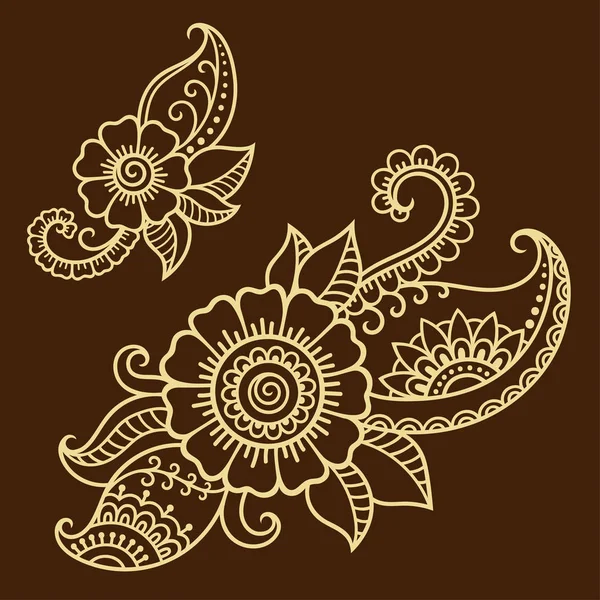 Hennafestés virág sablon. Mehndi stílus. A keleti stílusú díszítő minták összessége. — Stock Vector