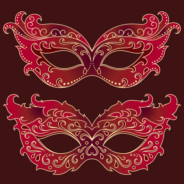 Набор праздничных масок. Маска для празднования Хэллоуина, Нового года, карнавала или вечеринки. Женский карнавальный костюм . — стоковый вектор