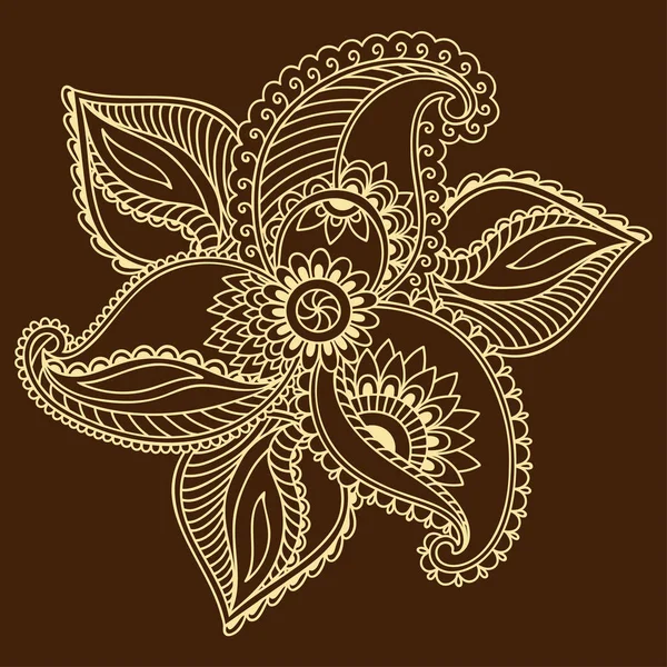 Henna tattoo bloem sjabloon. Mehndi stijl. Set van Decoratieve patronen in de oosterse stijl. — Stockvector