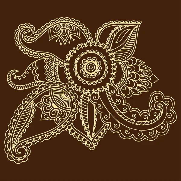 Plantilla de flor de tatuaje de henna. Estilo Mehndi. Conjunto de patrones ornamentales en el estilo oriental . — Vector de stock