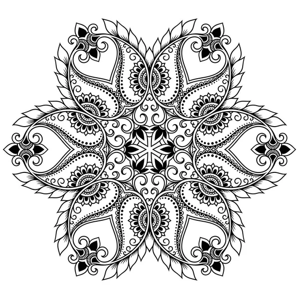 Vector henna tatoo mandala. Estilo Mehndi. Patrón decorativo en estilo oriental. Libro para colorear página . — Vector de stock