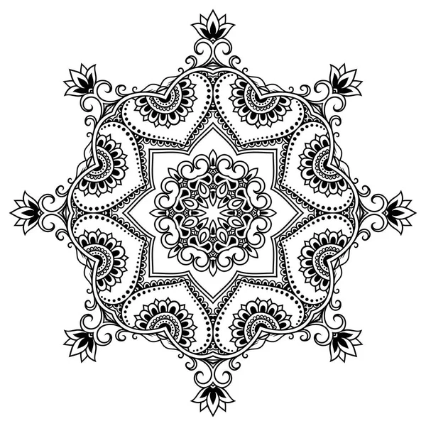 Mandala tatoo all'hennè vettoriale. Stile Mehndi.Modello decorativo in stile orientale. Libro da colorare pagina . — Vettoriale Stock