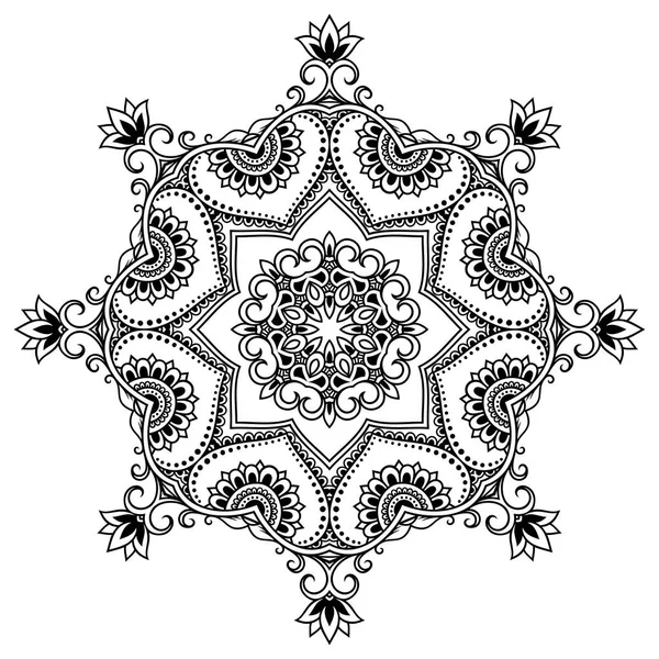 Vector henna tattoo mandala. Mehndi stijl. Decoratief patroon in oosterse stijl. Boek kleurplaat. — Stockvector