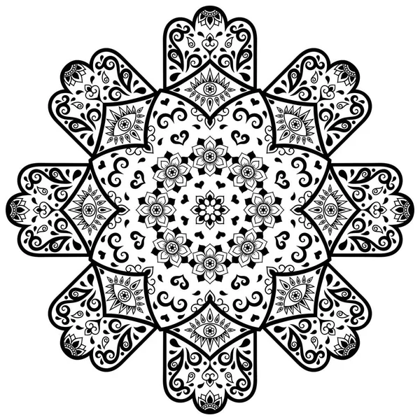 Vector henna tatoo mandala. Mehndi style.Decorative padrão em estilo oriental. Desenho de livro para colorir . —  Vetores de Stock