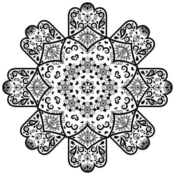 Vector henna Tattoo mandala. Mehndi stil. Dekorativa mönster i orientalisk stil. Boken målarbok. — Stock vektor