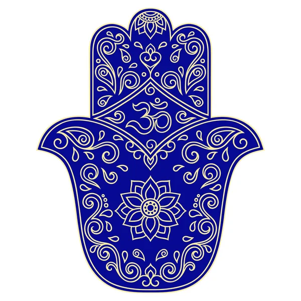 Kleur vector hamsa hand getekend symbool. Om symbool. — Stockvector