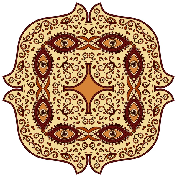 Mandala de cor vetorial. Estilo Mehndi . — Vetor de Stock