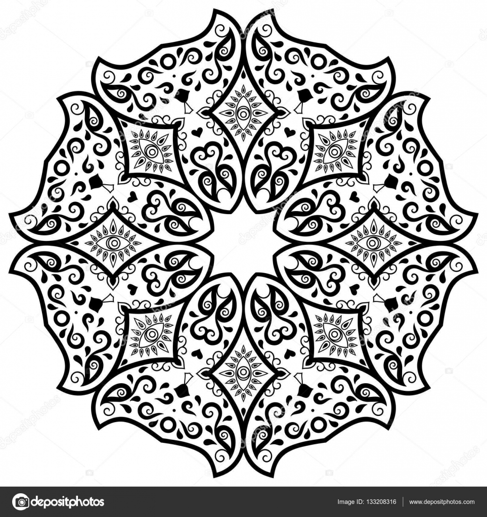 Download Vector henna tatoo mandala. Mehndi style.Decorative pattern in oriental style. Coloring book ...