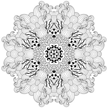 Vektör kına dövme mandala. Mehndi tarzı. Dekoratif desen oryantal tarzı. Boyama kitabı sayfası.