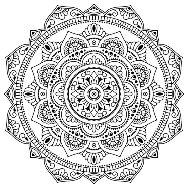 Vector henna tatoo mandala. Style Mehndi Motif décoratif de style oriental. Coloriage livre page . — Image vectorielle