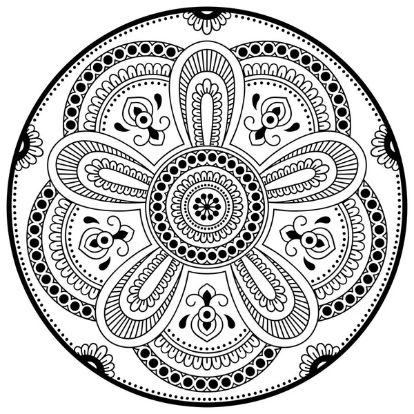 Vector henna tatoo mandala. Estilo Mehndi. Patrón decorativo en estilo oriental. Libro para colorear página . — Vector de stock