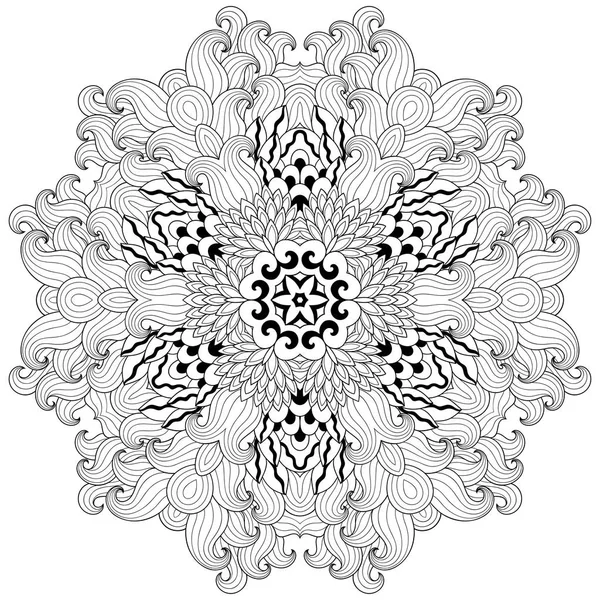 Vector henna tattoo mandala. Mehndi stijl. Decoratief patroon in oosterse stijl. Boek kleurplaat. — Stockvector