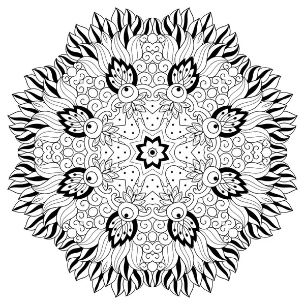 Vector henna tatoo mandala. Mehndi style.Decorative pattern in oriental style. Coloring book page. — Stock Vector