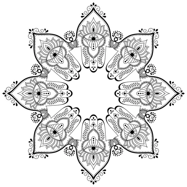 Vector henna tattoo mandala. Mehndi stijl. Decoratief patroon in oosterse stijl. Boek kleurplaat. — Stockvector