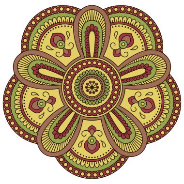 Vektör renk mandala. Mehndi stili.