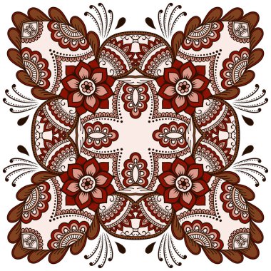 Vektör renk mandala. Mehndi stili.