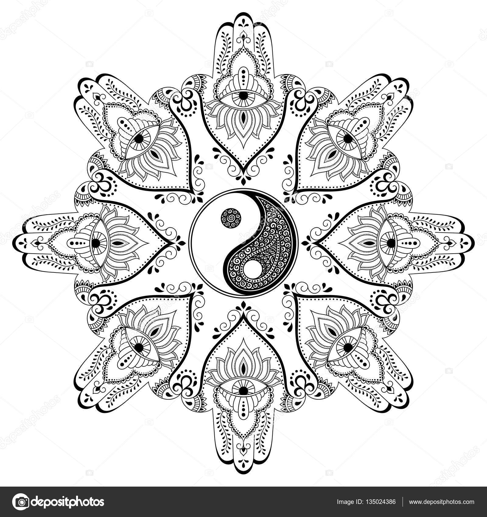 Download Vector henna tatoo mandala.Yin-yang decorative symbol ...