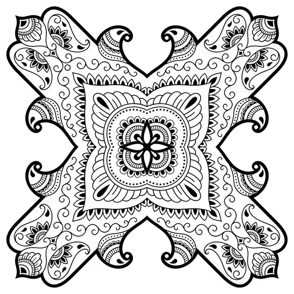 Vector henna tatoo mandala. Mehndi style.Decorative padrão em estilo oriental. Desenho de livro para colorir . —  Vetores de Stock